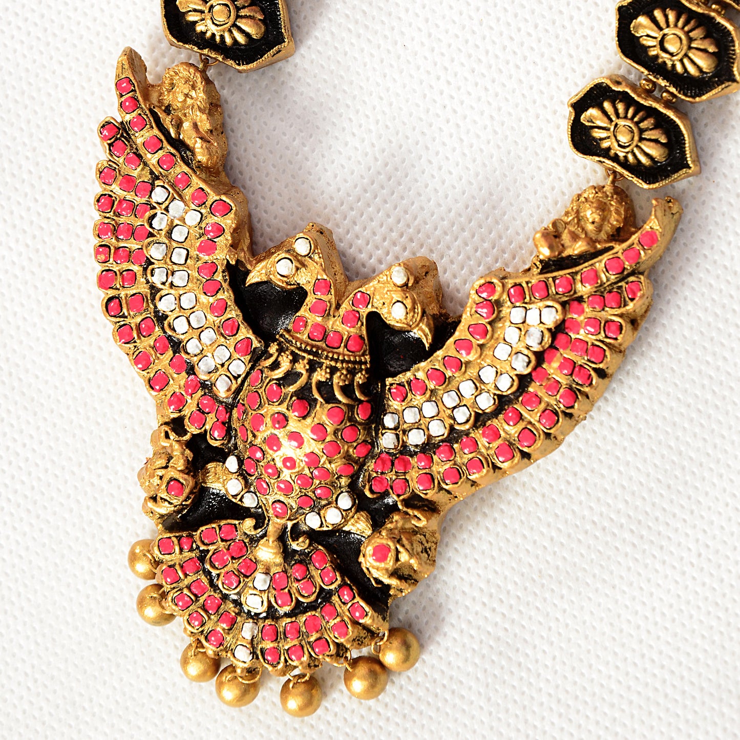 Golden Peacock Terracotta Jewellery Set