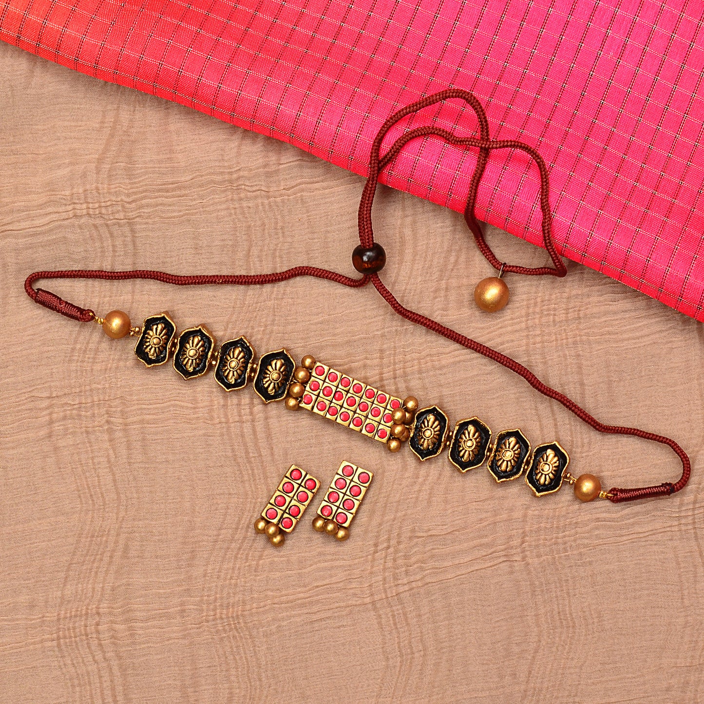 Geometric Studded Terracotta Jewellery