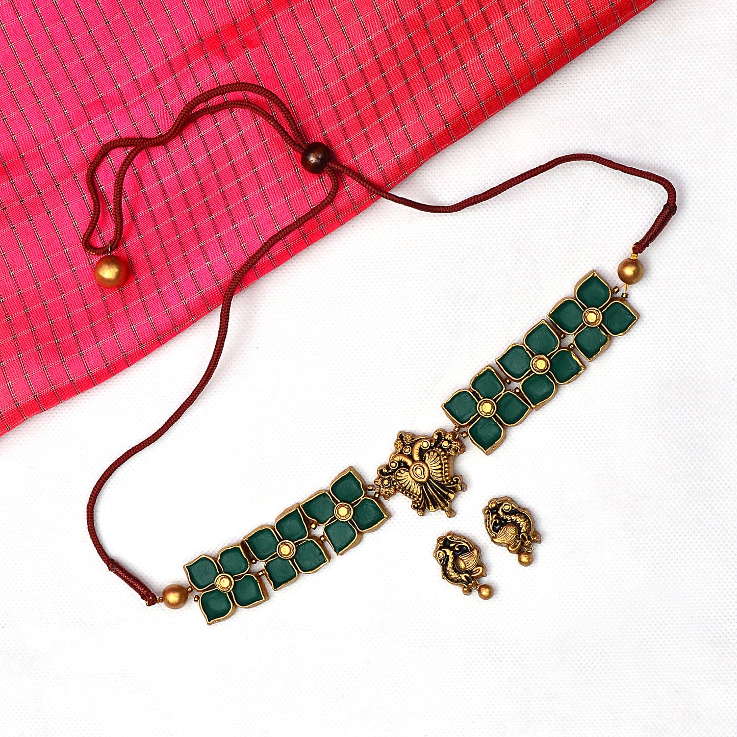 Green Floral Terracotta Jewellery