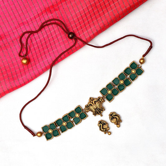 Green Floral Terracotta Jewellery