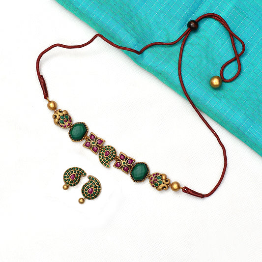 Gem-Studded Floral Terracotta Jewellery