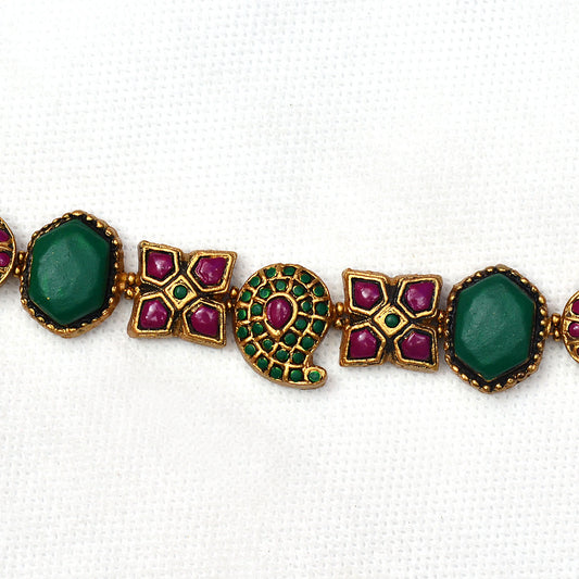 Gem-Studded Floral Terracotta Jewellery