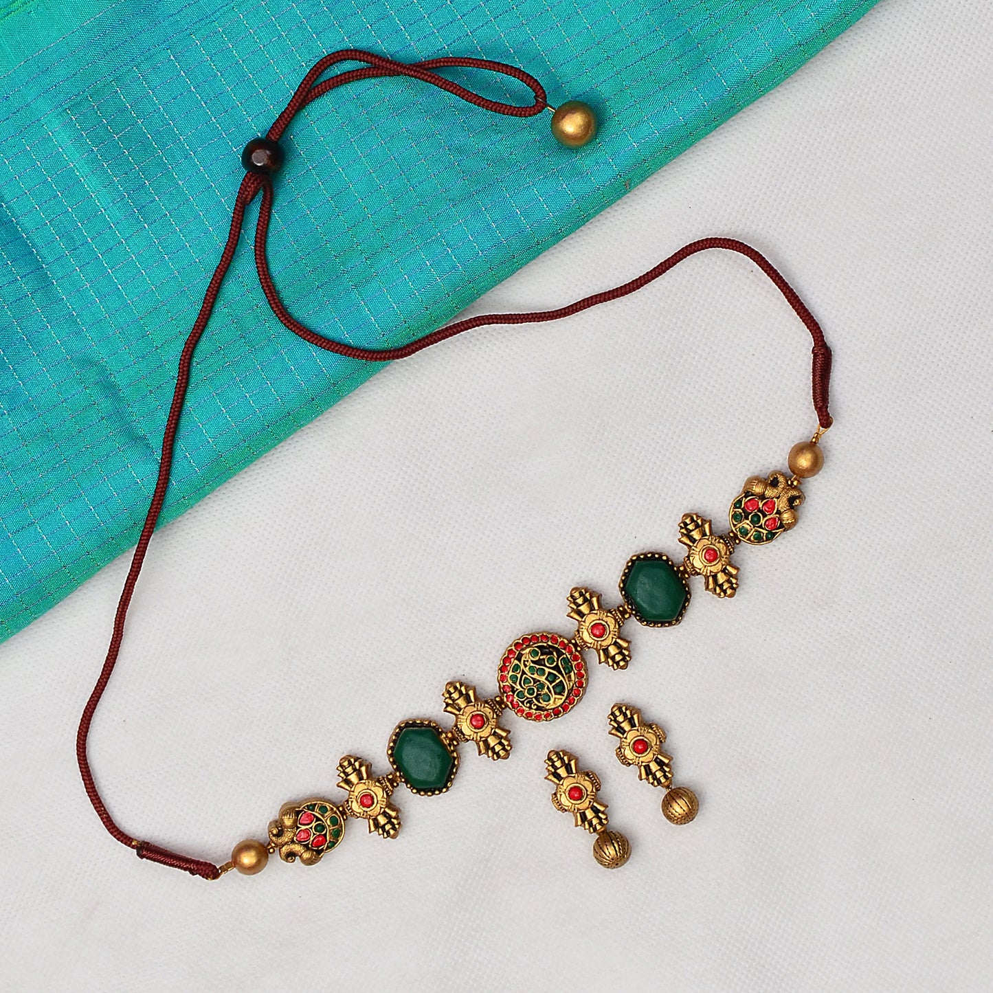 Peacock Motif Terracotta Jewellery