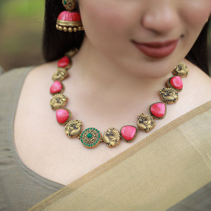 Pink Peacock Terracotta Jewellery