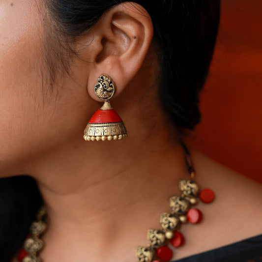 Eco-friendly Avarna terracotta necklace and earrings set