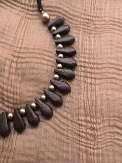 Chakra Oxidised Silver Mandala & Earthy Brown Teardrop Terracotta Set