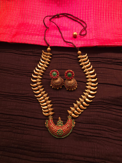Chandrika Praba Antique Gold & Tri-Color Crescent Terracotta Haar Set
