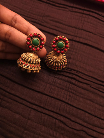 Chandrika Praba Antique Gold & Tri-Color Crescent Terracotta Haar Set