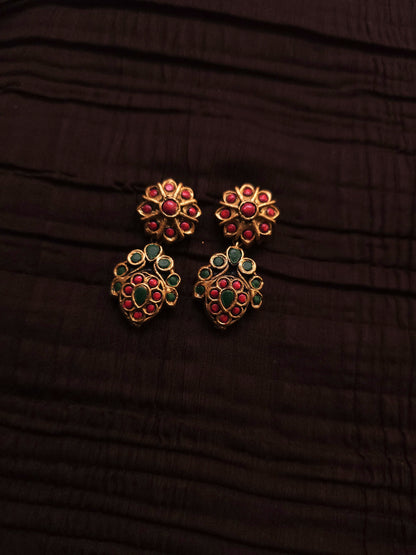 Charulata Antique Gold Floral Medallion & Mango-Peacock Terracotta Set