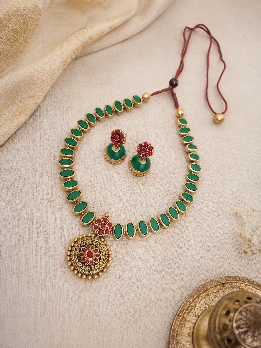 Emerald Bloom Terracotta Jewellery