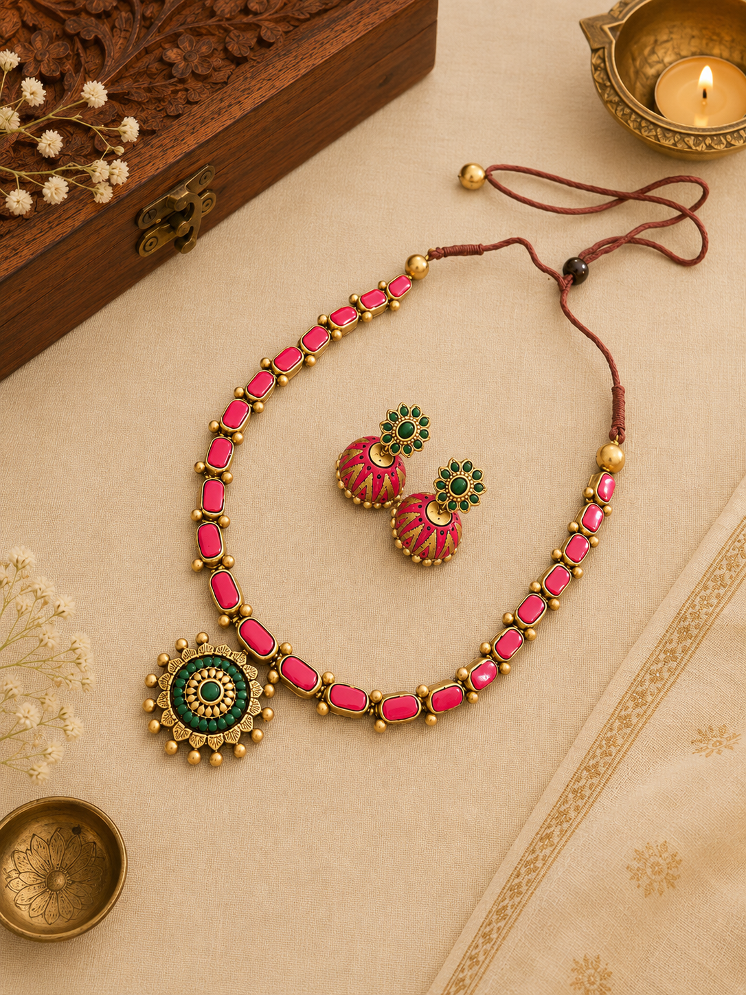 Crimson Blossom Terracotta Jewellery