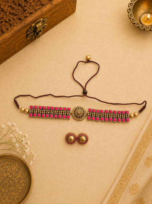 Pink Mosaic Terracotta Jewellery