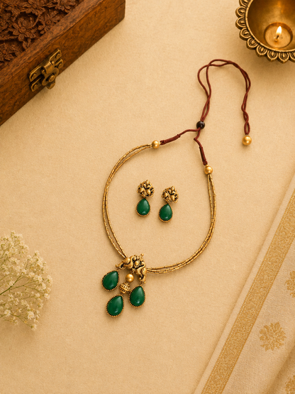 Emerald Droplet Terracotta Jewellery