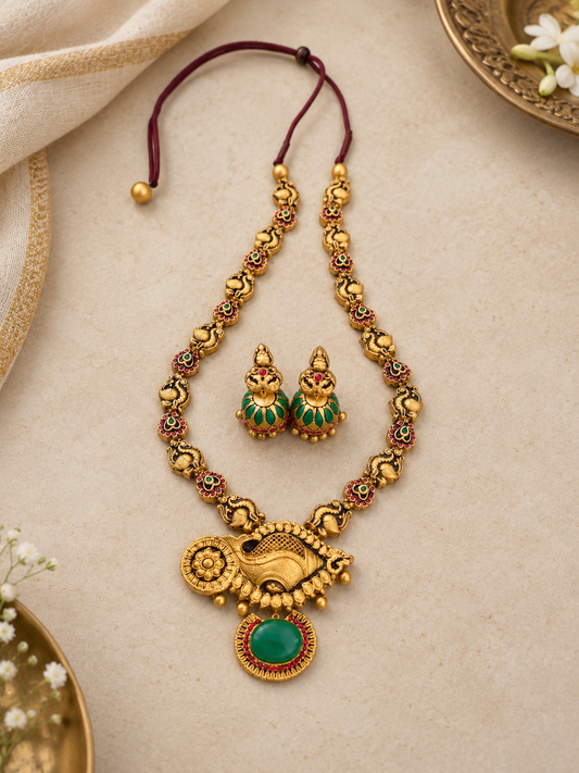 Emerald Elephant Terracotta Jewellery Set