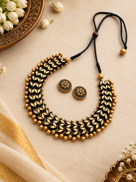 Midnight Chevron Terracotta Jewellery Set