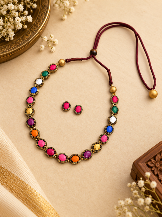 Vibrant Rainbow Terracotta Jewellery Set