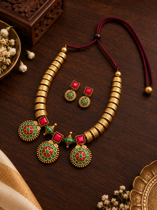 Ruby Floral Terracotta Jewellery Set