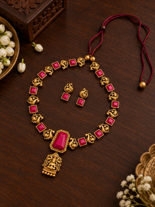Crimson Temple Terracotta Jewellery Set