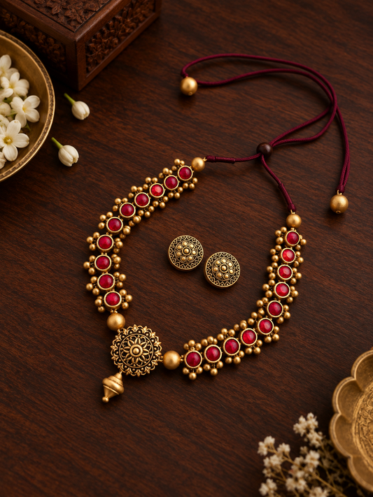 Ruby Blossom Terracotta Jewellery Set