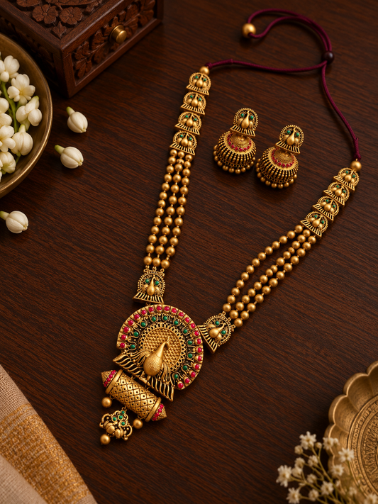 Royal Peacock Terracotta Jewellery Set