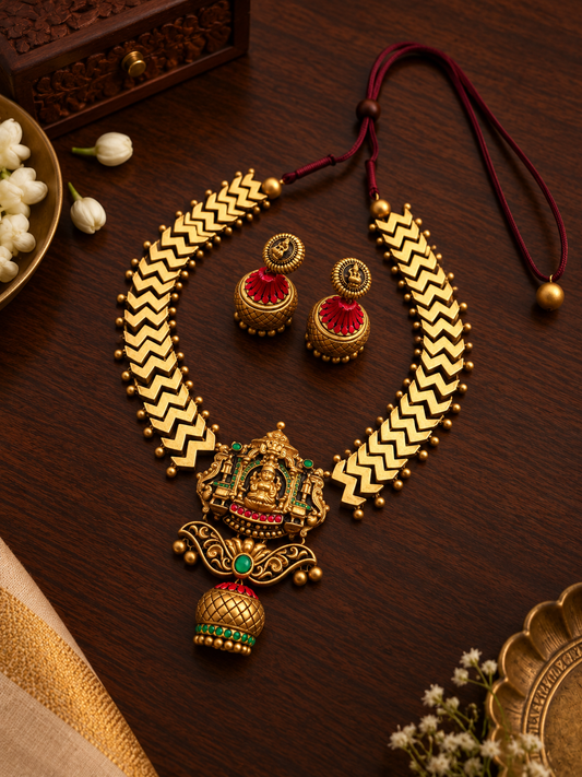 Divine Chevron Terracotta Jewellery Set
