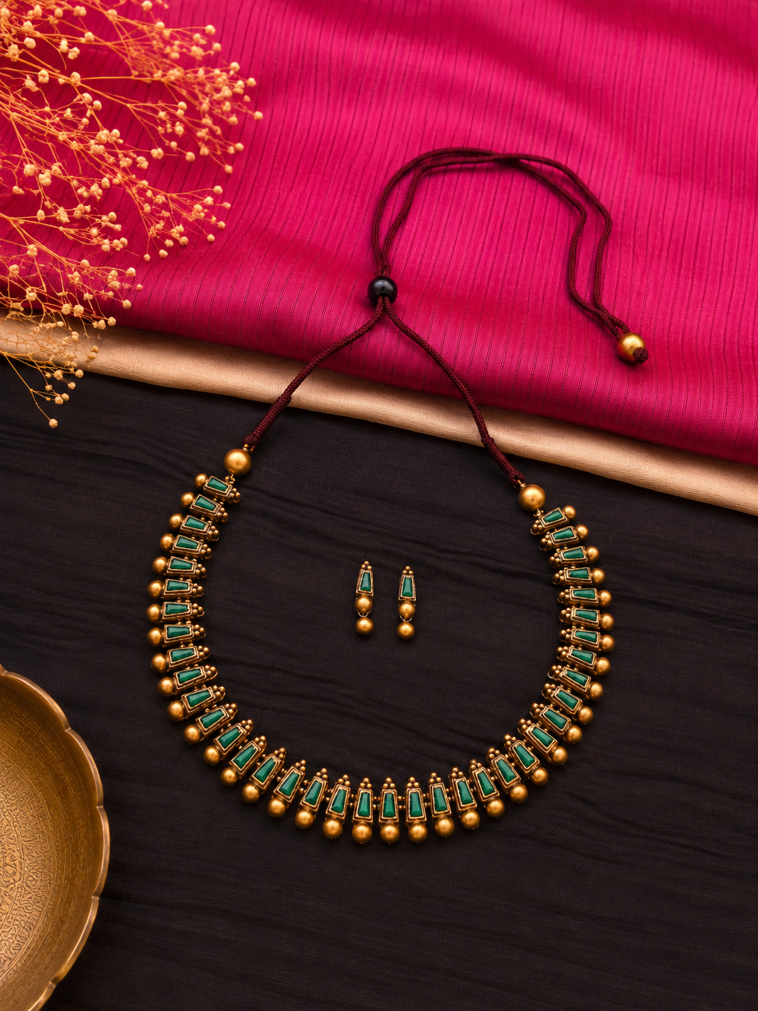 Geometric Emerald Terracotta Jewellery