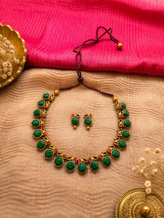 Emerald Stone Terracotta Jewellery