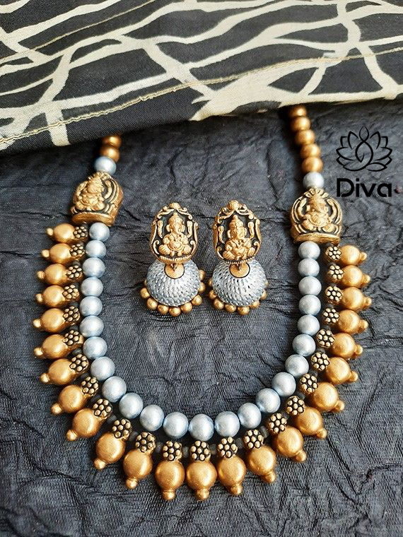 Cute Ganesha Terracotta Jewellery set