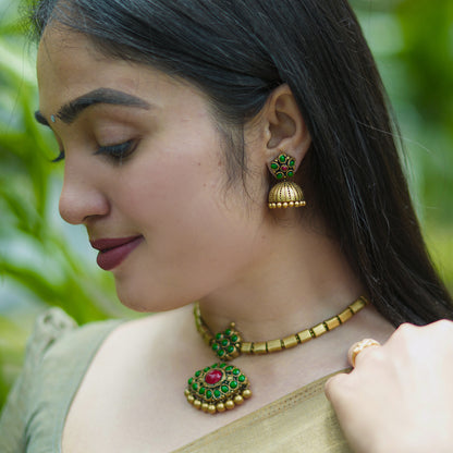 Green Attigai Terracotta Jewellery