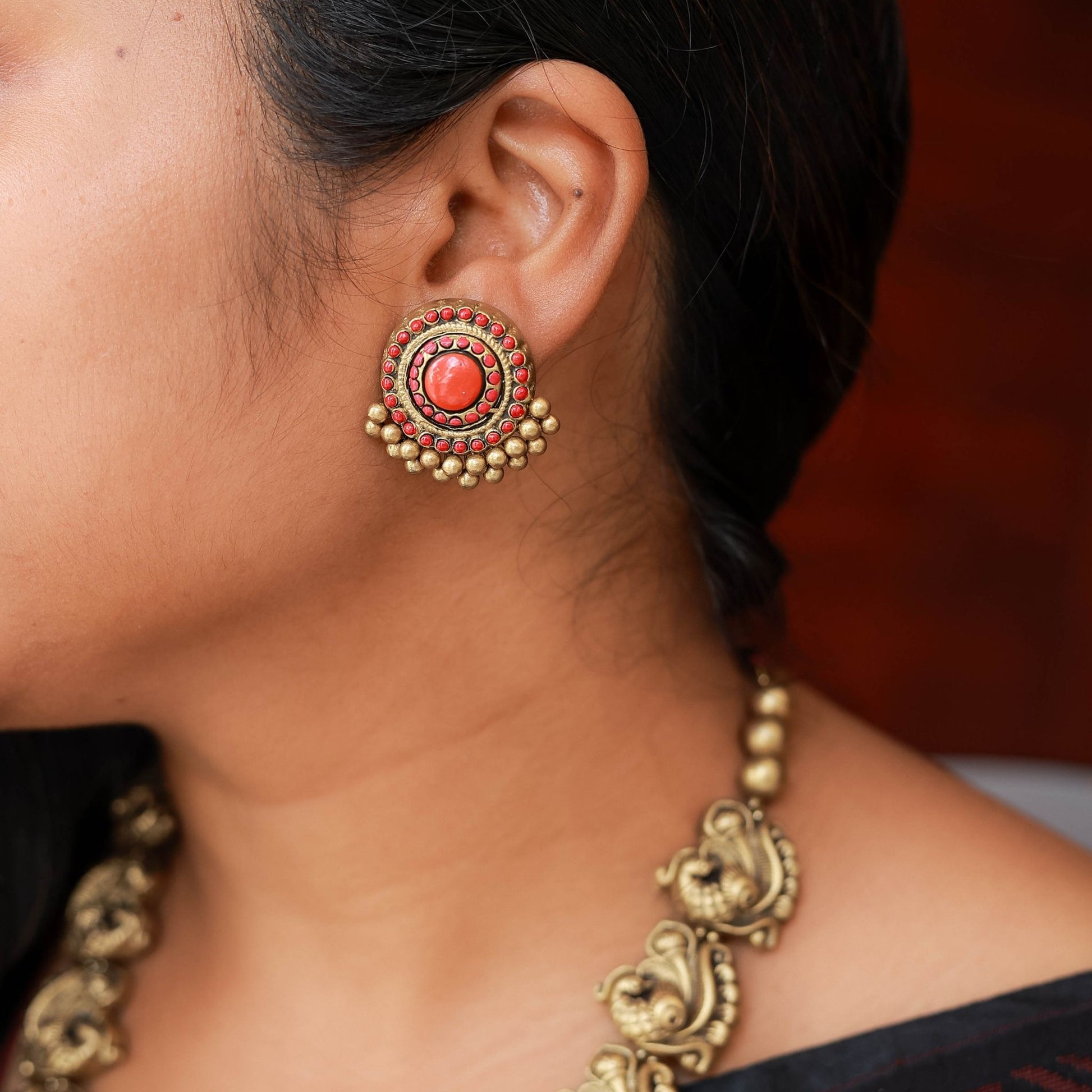 Handcrafted terracotta necklace & earrings