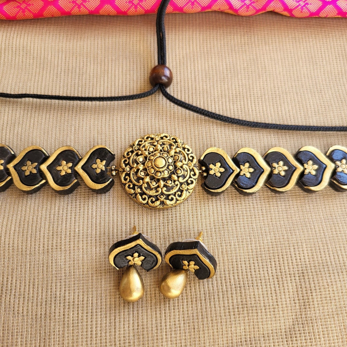 Eco-friendly handmade terracotta jewellery set India