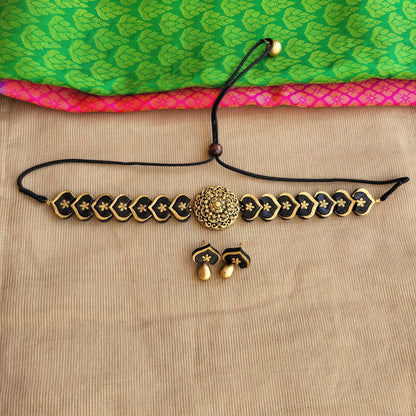 Black and antique gold terracotta choker for weddings and festive occasions