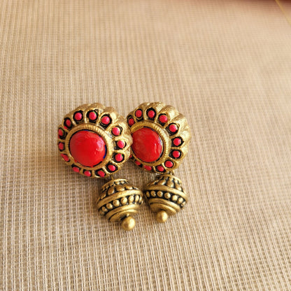 Handcrafted terracotta pendant & stud