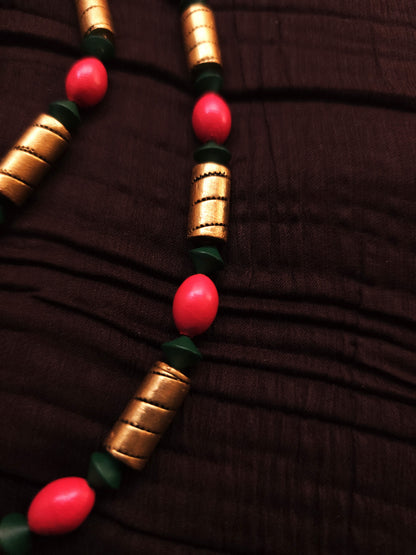 Ganesha Vinayaka Antique Gold & Tri-Color Bead Temple Terracotta Set