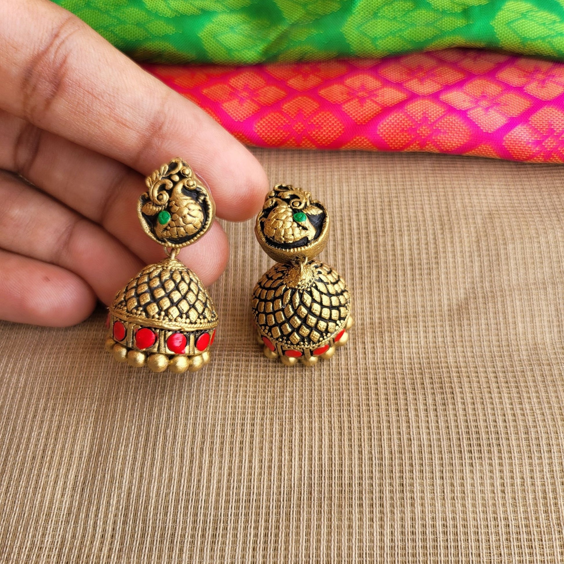 Handcrafted terracotta jewellery with traditional Indian motifs