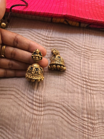Lakshmi Antique Gold Geometric Spacer & Divine Frame Terracotta Temple Set