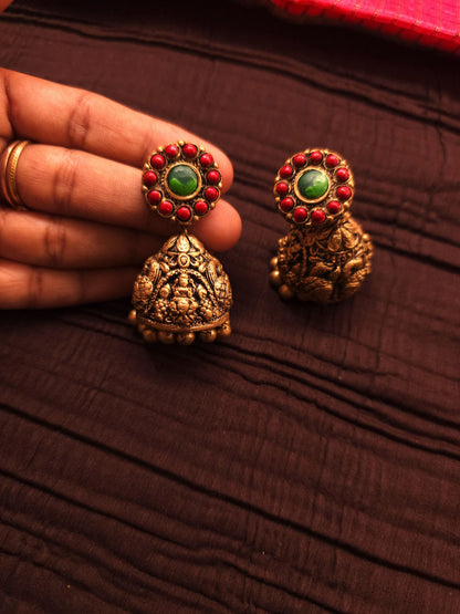 Lakshmi Vaibhav Antique Gold Lakshmi & Peacock Temple Terracotta Set