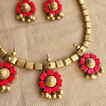 Lavanya terracotta jewellery full set with antique gold finish