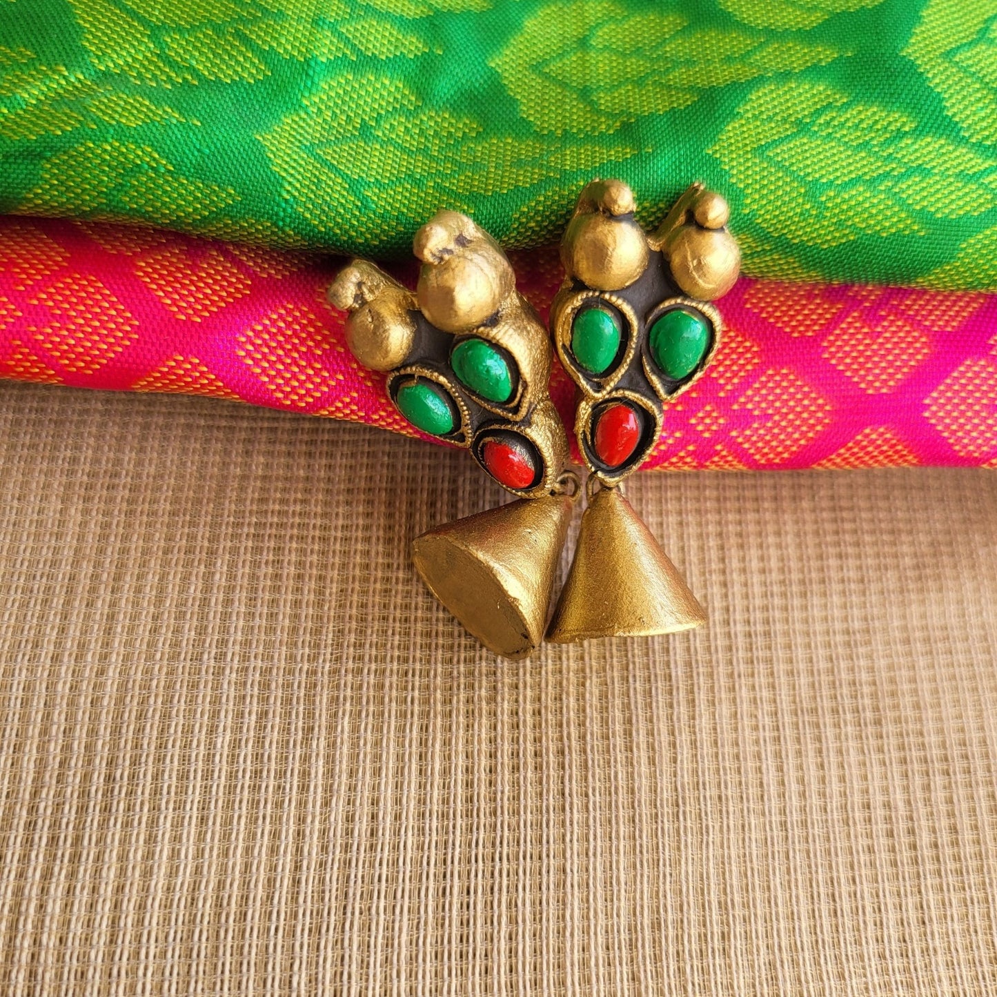 Lightweight handmade terracotta Lakshmi necklace and earrings set