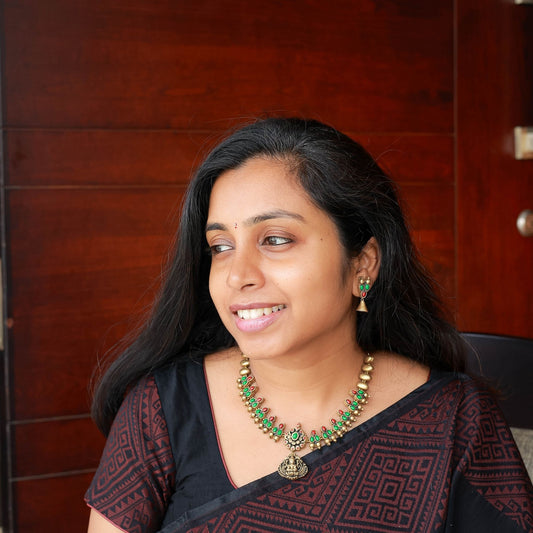 Antique gold Lakshmi pendant handcrafted terracotta