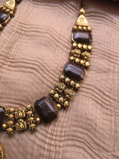 Mandala Antique Gold Filigree Disc & Earthy Brown Rectangular Terracotta Set