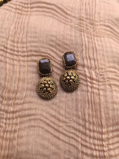 Mandala Antique Gold Filigree Disc & Earthy Brown Rectangular Terracotta Set