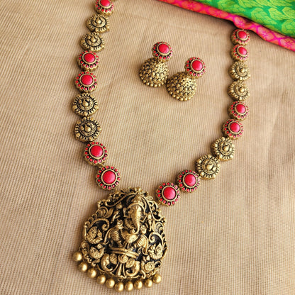 Matching terracotta jumka earrings handcrafted