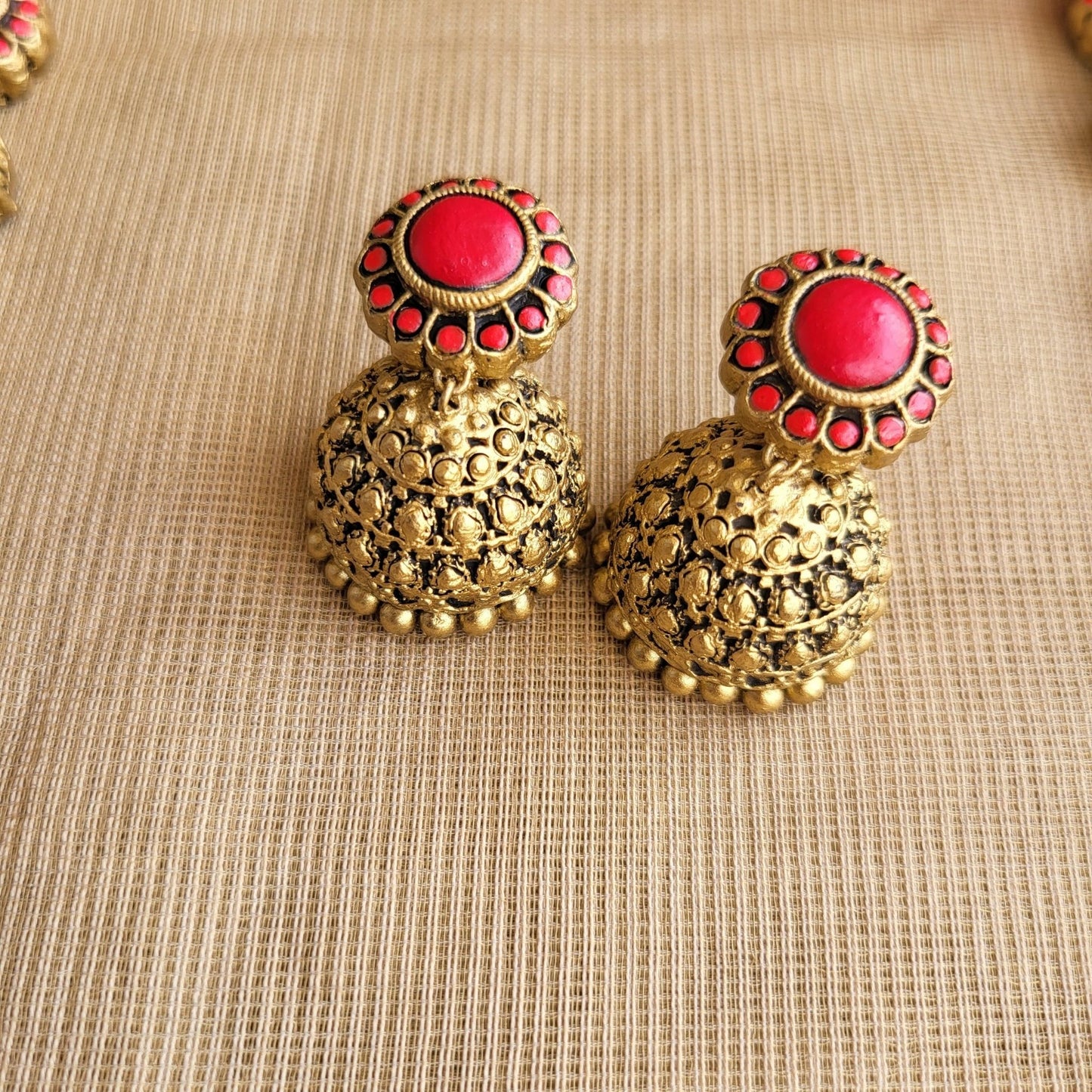 Handcrafted terracotta necklace & jumkas