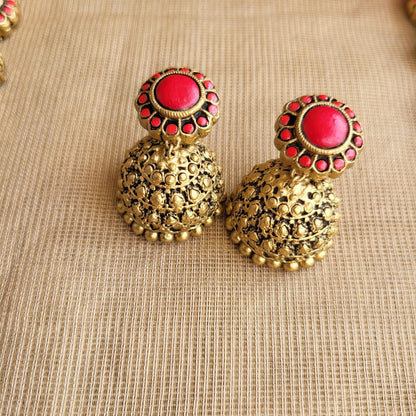 Handcrafted terracotta necklace & jumkas