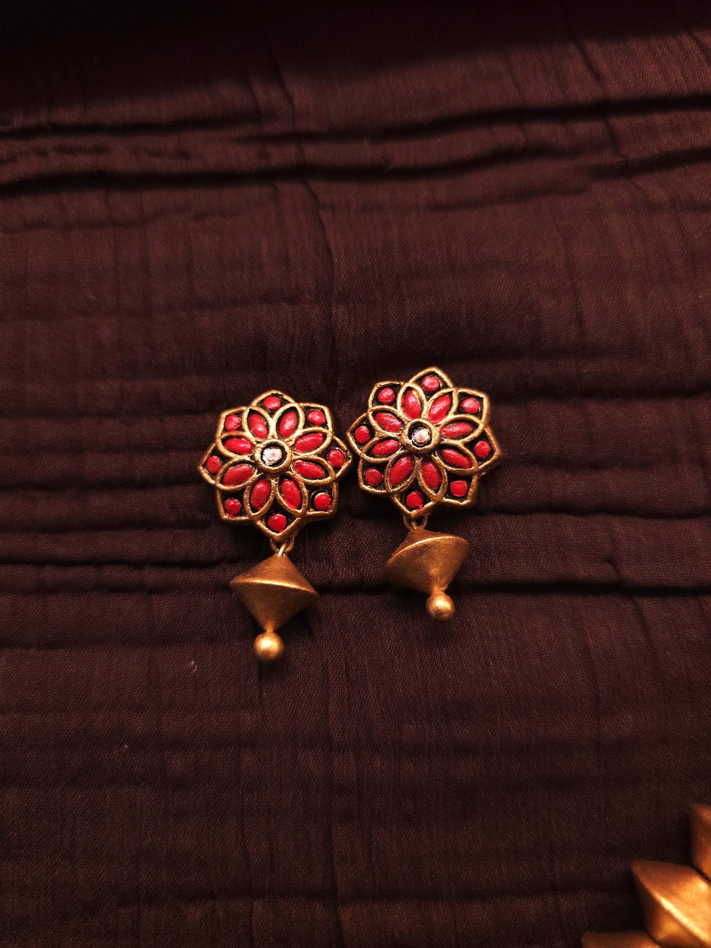 Mayura Avanthika Antique Gold Crescent & Floral Terracotta Set