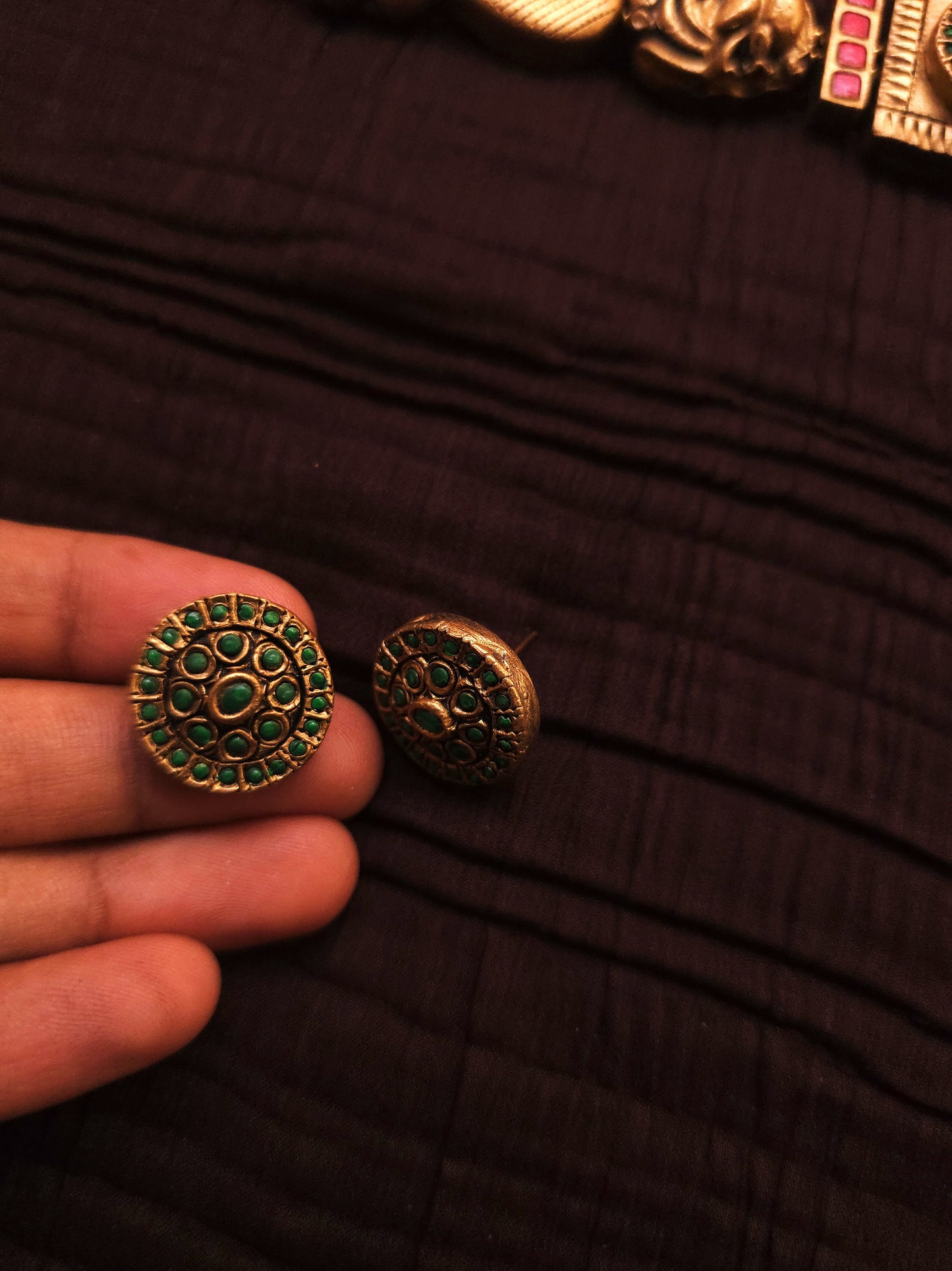 Mayura Choker Antique Gold Peacock & Square Medallion Terracotta Set
