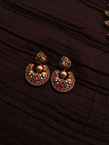 Mayura Heritage Antique Gold Peacock Leaf & Crimson-White Terracotta Set