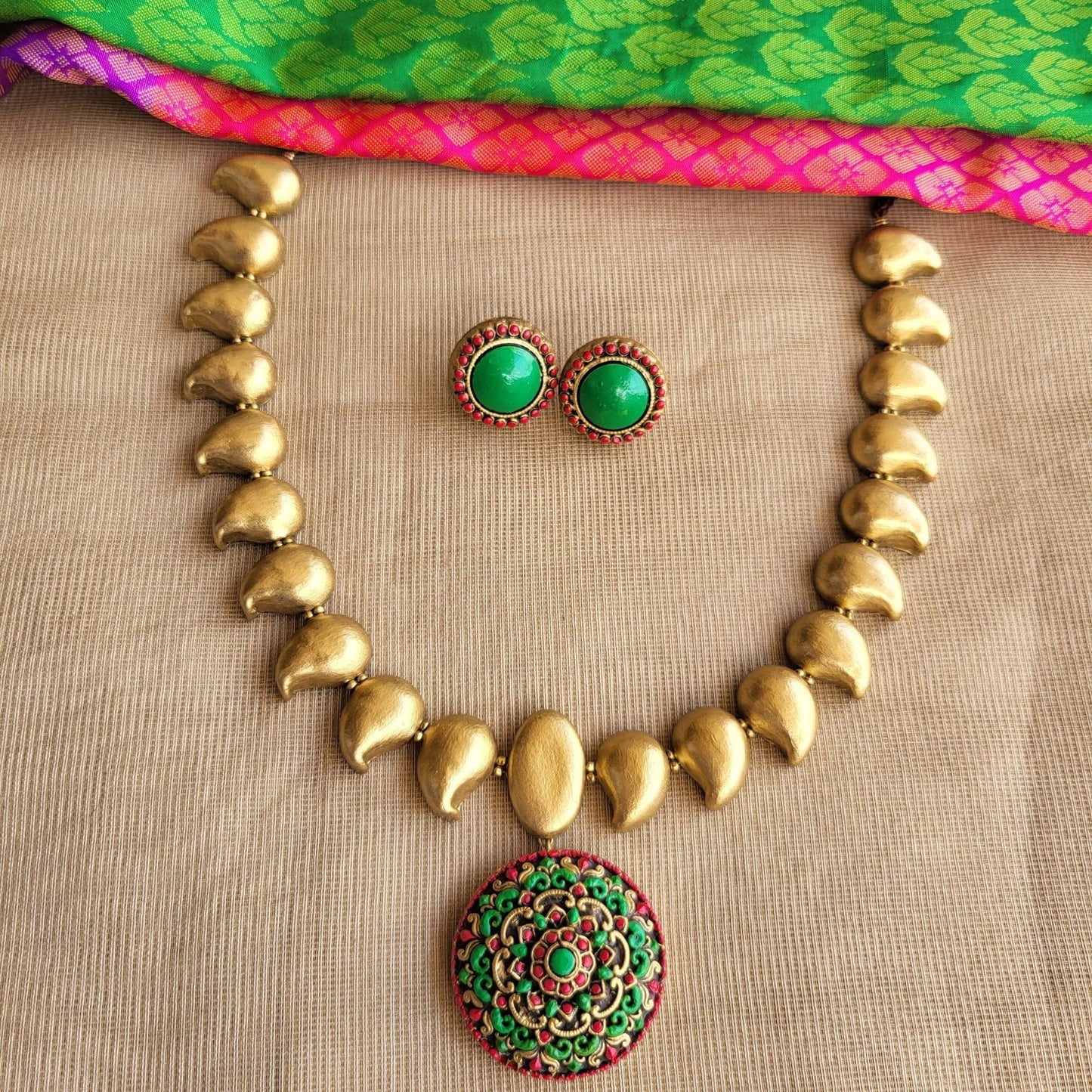 Antique gold mango motifs