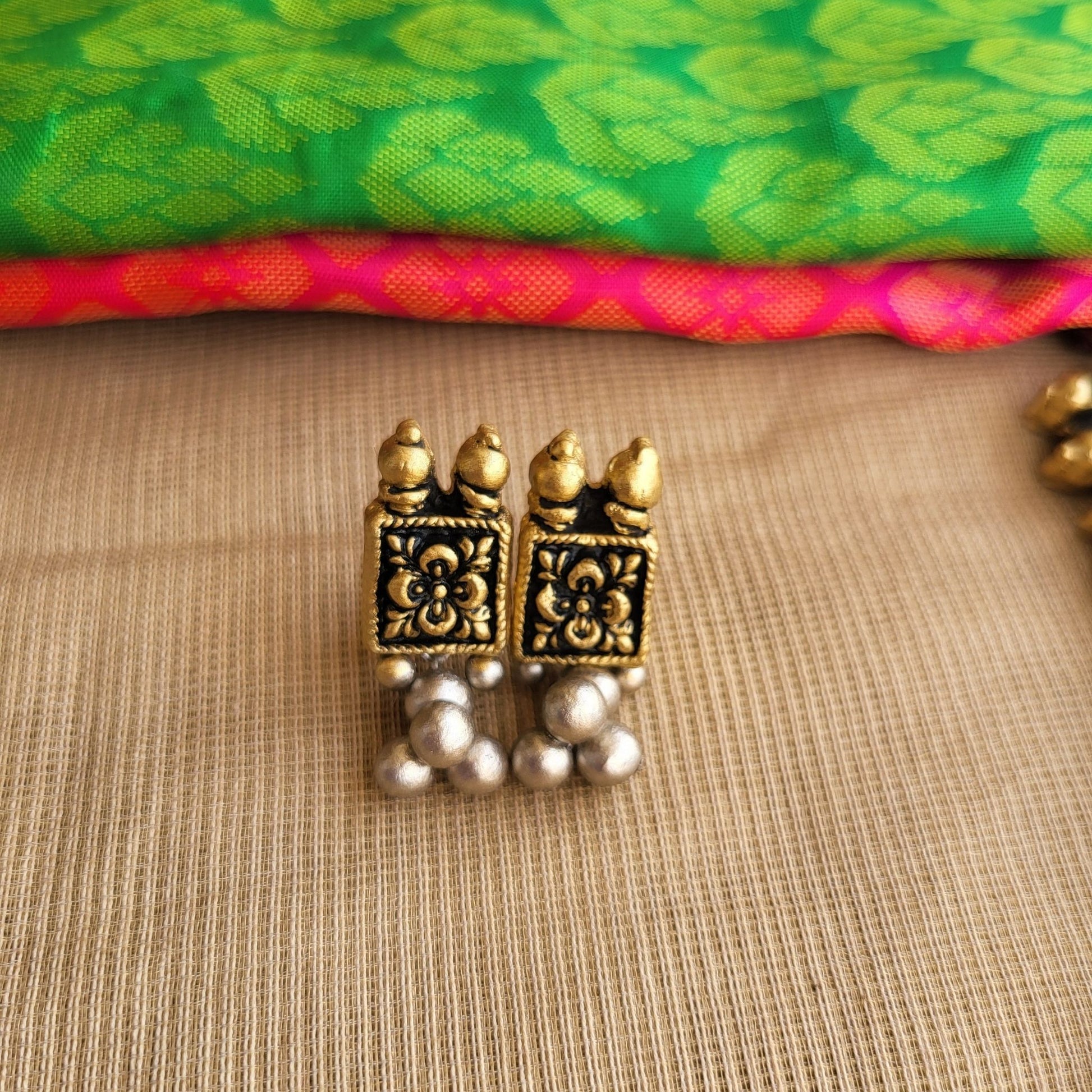 Matching terracotta stud earrings handcrafted